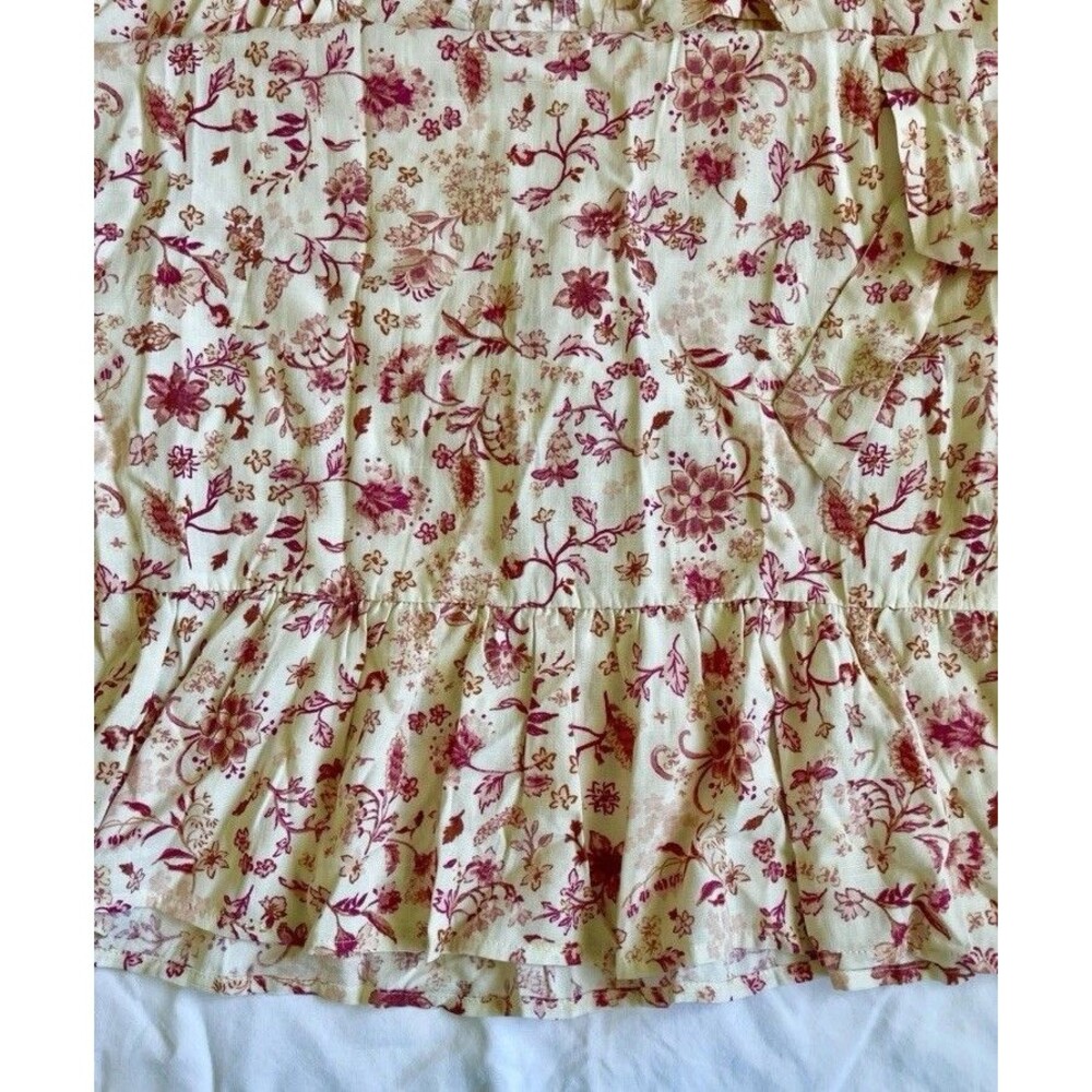 LUCKY BRAND DRESS SIZE L BOHO FLORAL COTTAGE BUTTON UP BELTED RAGLAN SLEEVE NWOT - Picture 7 of 12